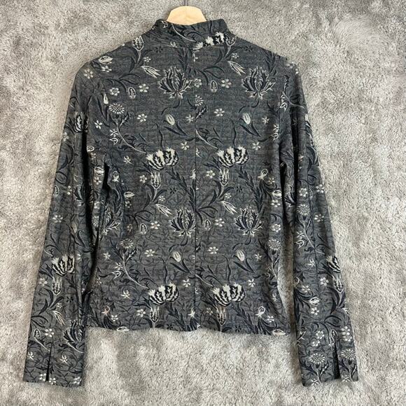 Hanky Panky Gray Floral Jacquard Jacket Full Zip Long Sleeve Top Cardigan M - Picture 2 of 8